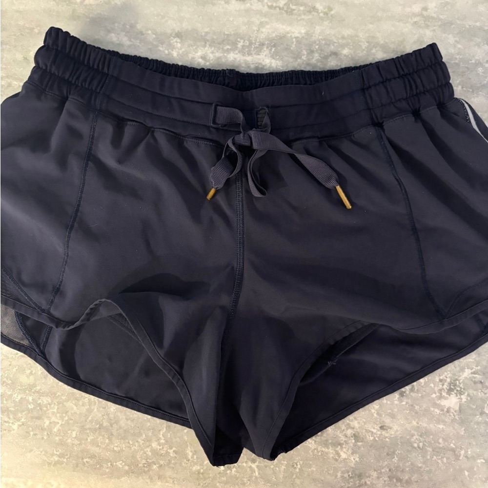 Navy lululemon hotty hot shorts size 8 2.5”